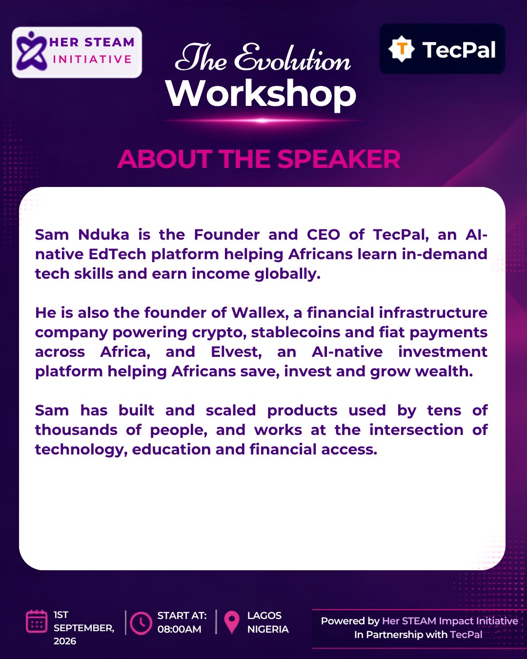 About the speaker: Sam Nduka